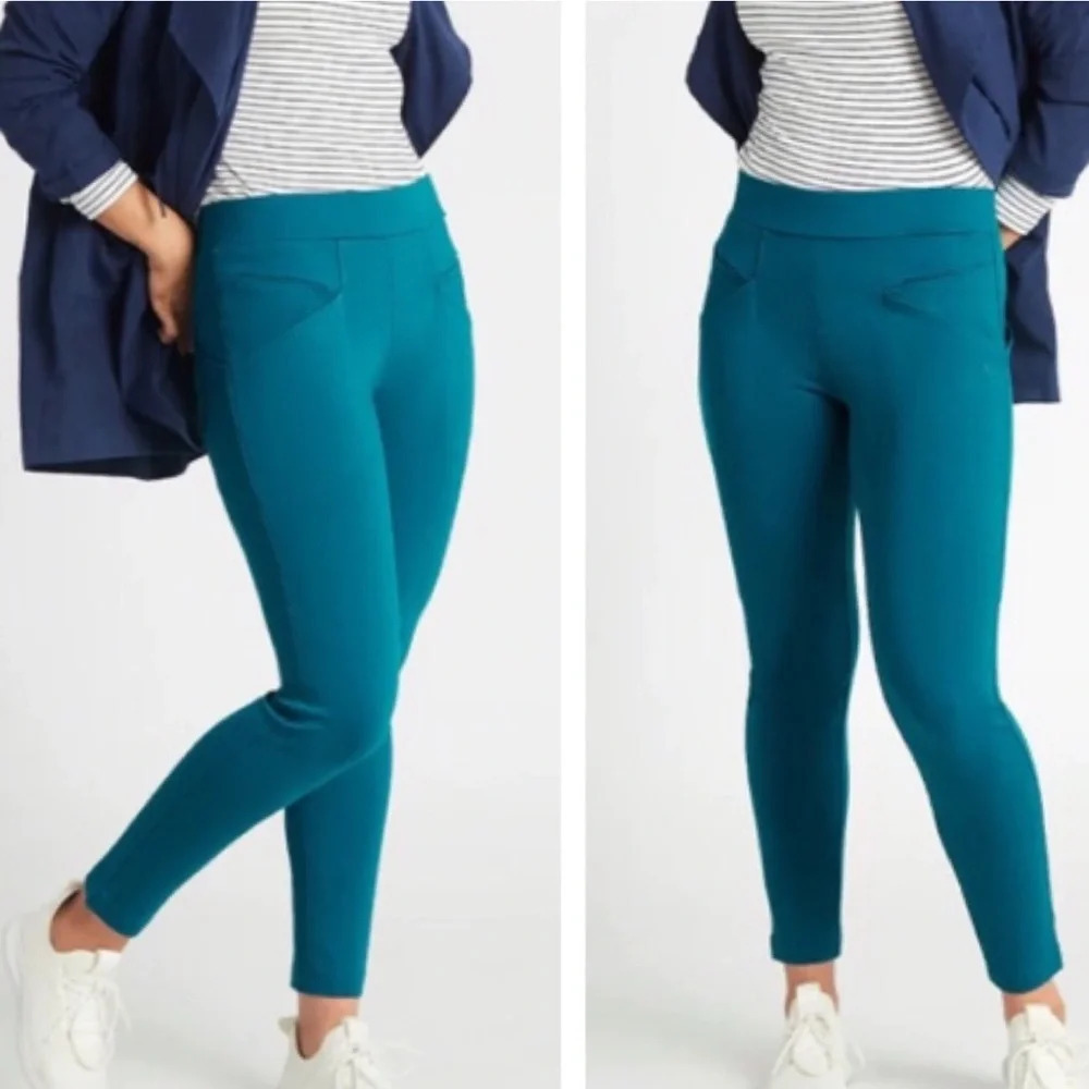 Betabrand Skinny Leg Journey Pant Ocean Sz L Short Petite